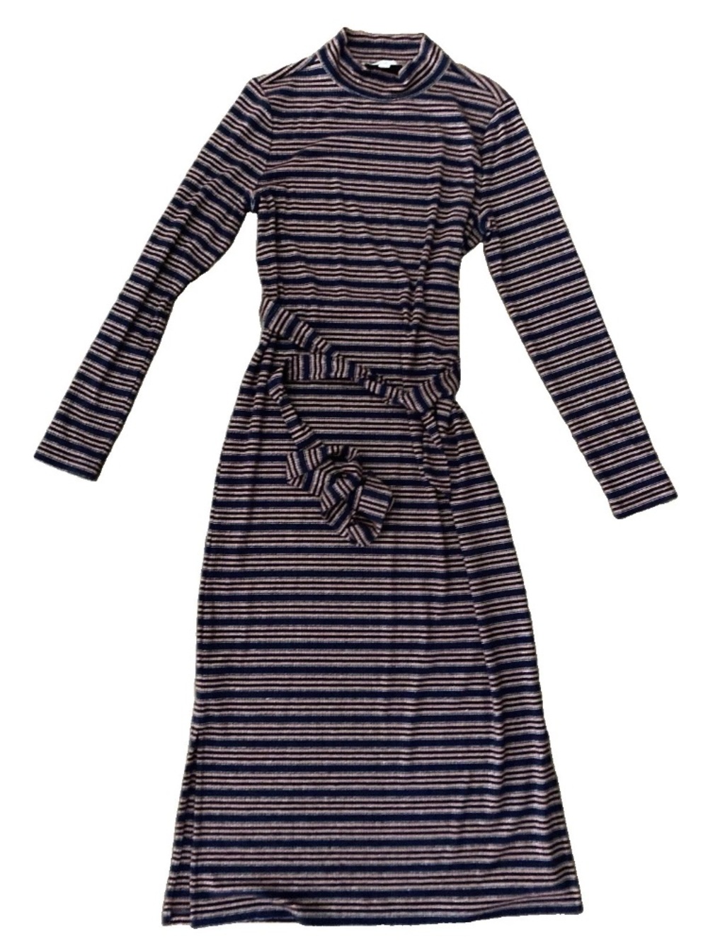 Loft striped mock neck midi dress size small